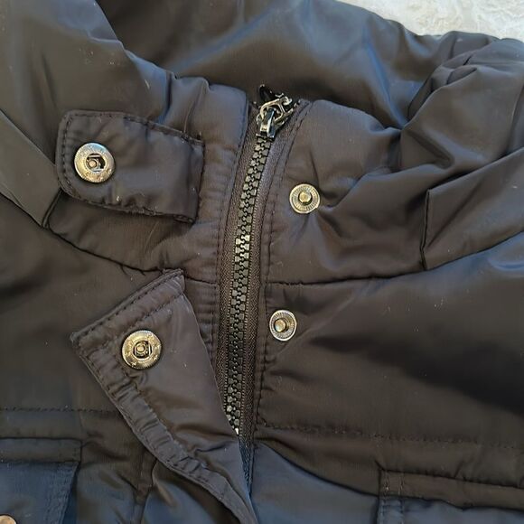 Black Quilted Coat Insulated Winter Trench Puffer Womens Large - Picture 14 of 15